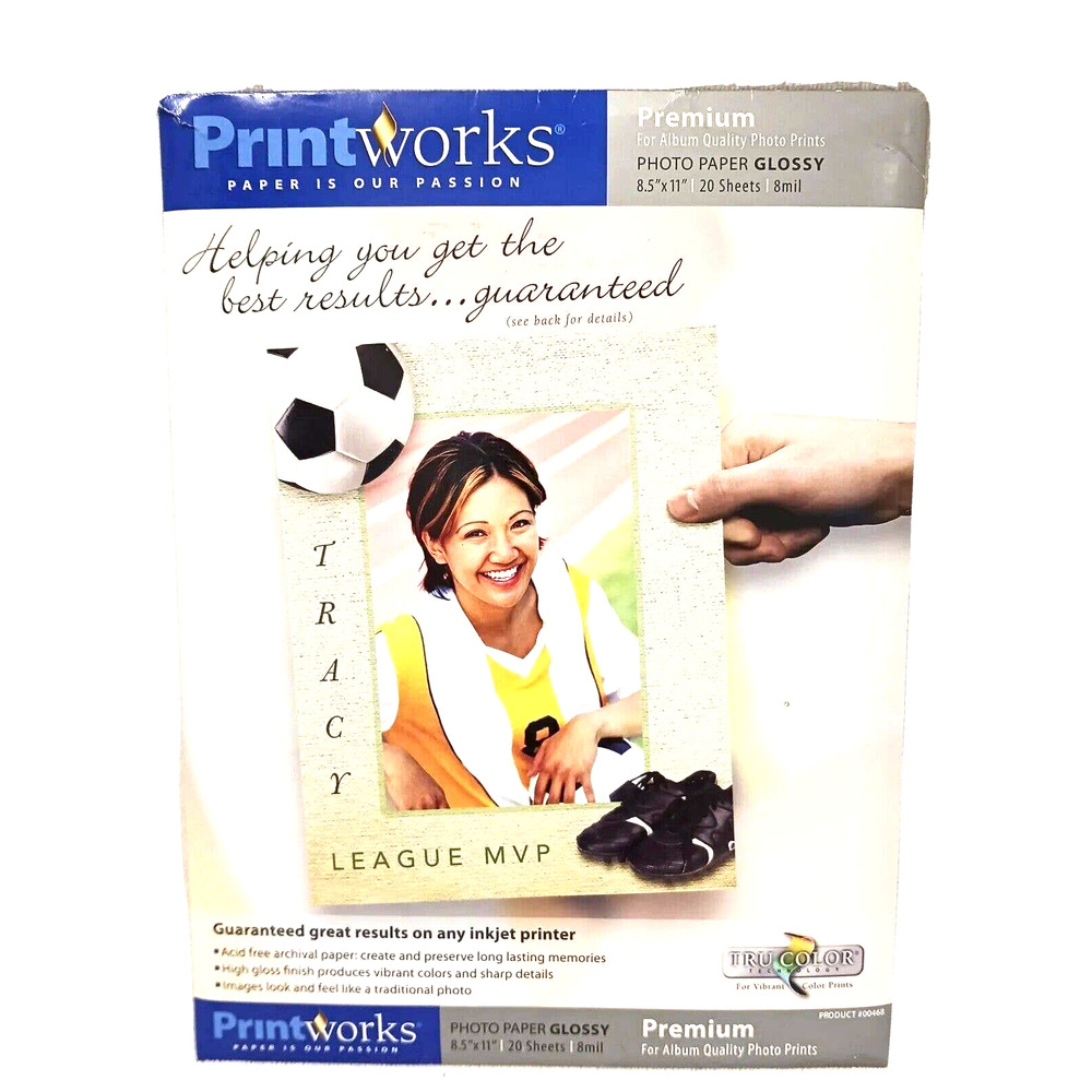PRINT WORKS Glossy Photo Paper 8.5x11'' High‎ Quality 18 Sheets